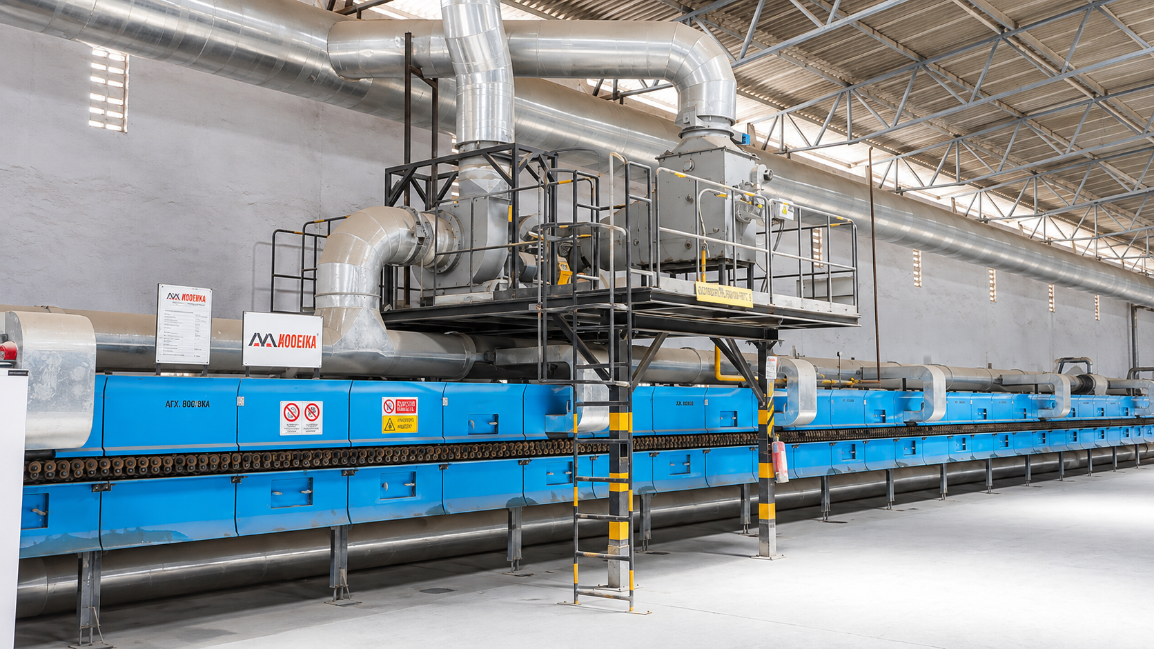 KILN WITH OVERHEAD VENTILATION DUCTS